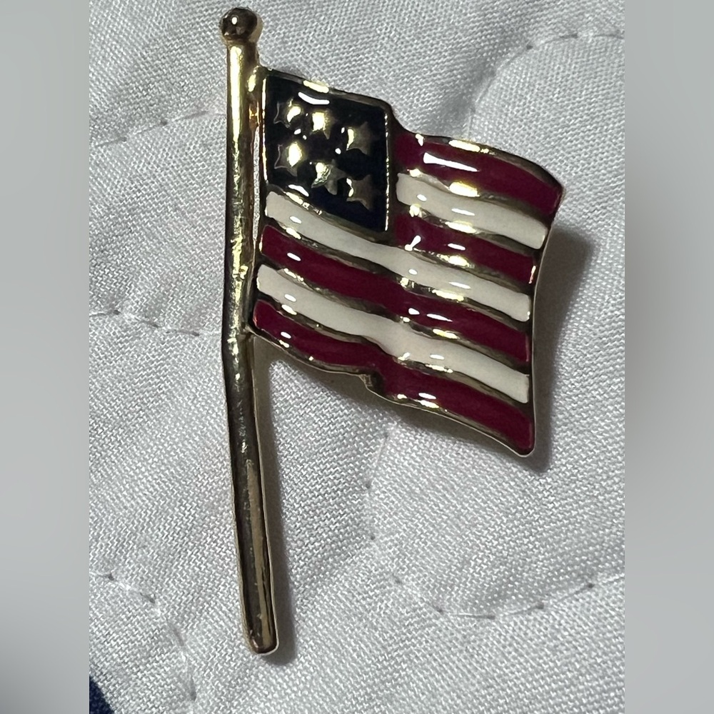 Gold and Red Flag Brooch